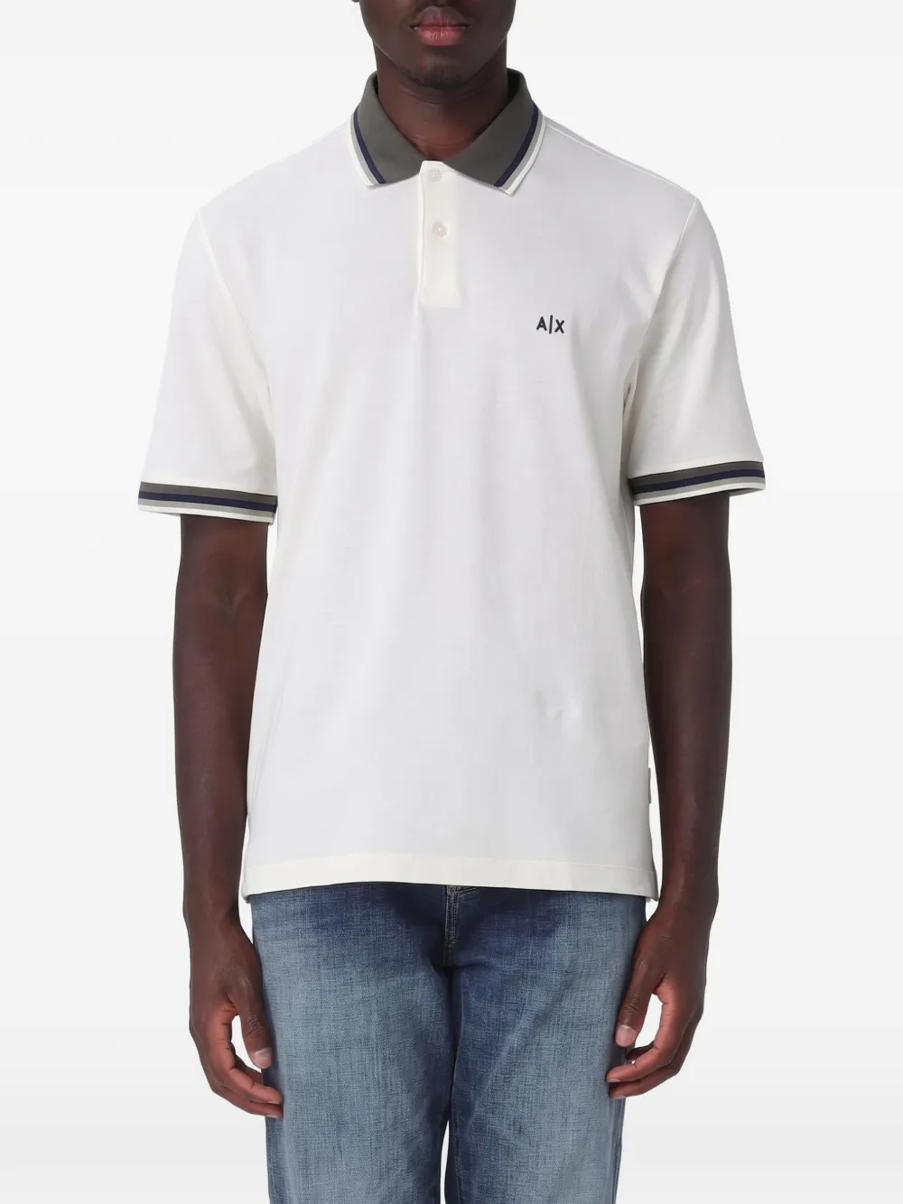 Armani Exchange logo-embroidered piqué polo shirt - Toni neutri