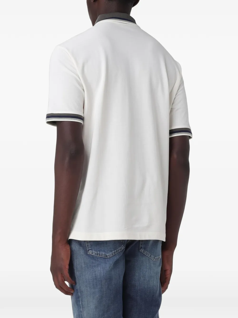 Armani Exchange logo-embroidered piqué polo shirt Beige