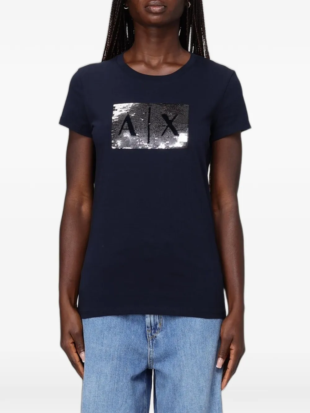 Armani Exchange sequin-embellished T-shirt - Blu