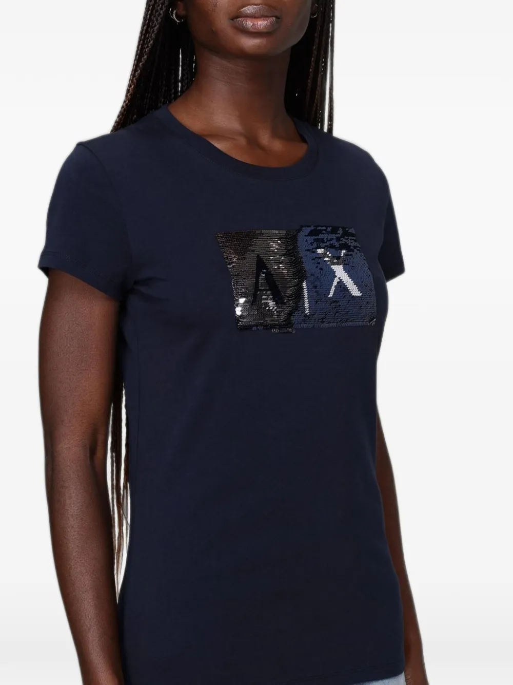 Armani Exchange T-shirt met pailletten Blauw