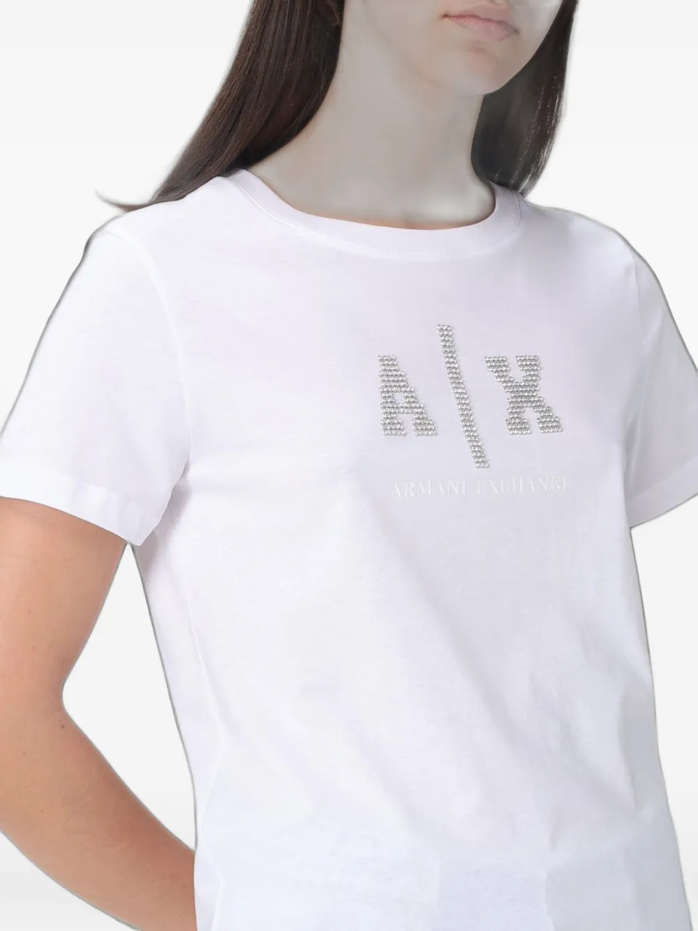 Armani Exchange T-shirt met stras Wit