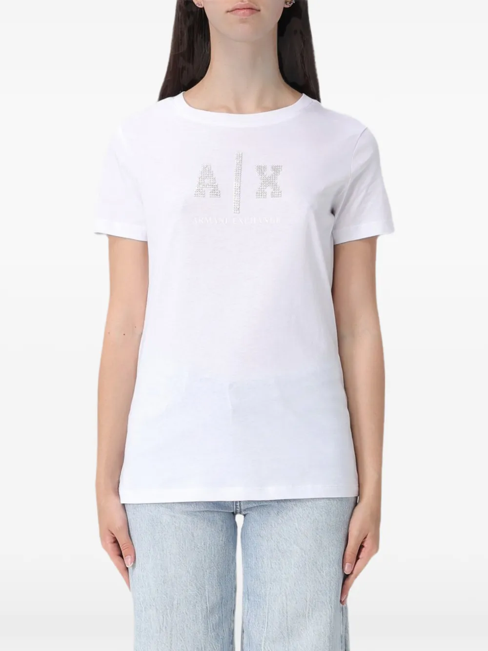 Armani Exchange rhinestone-embellished T-shirt - Bianco