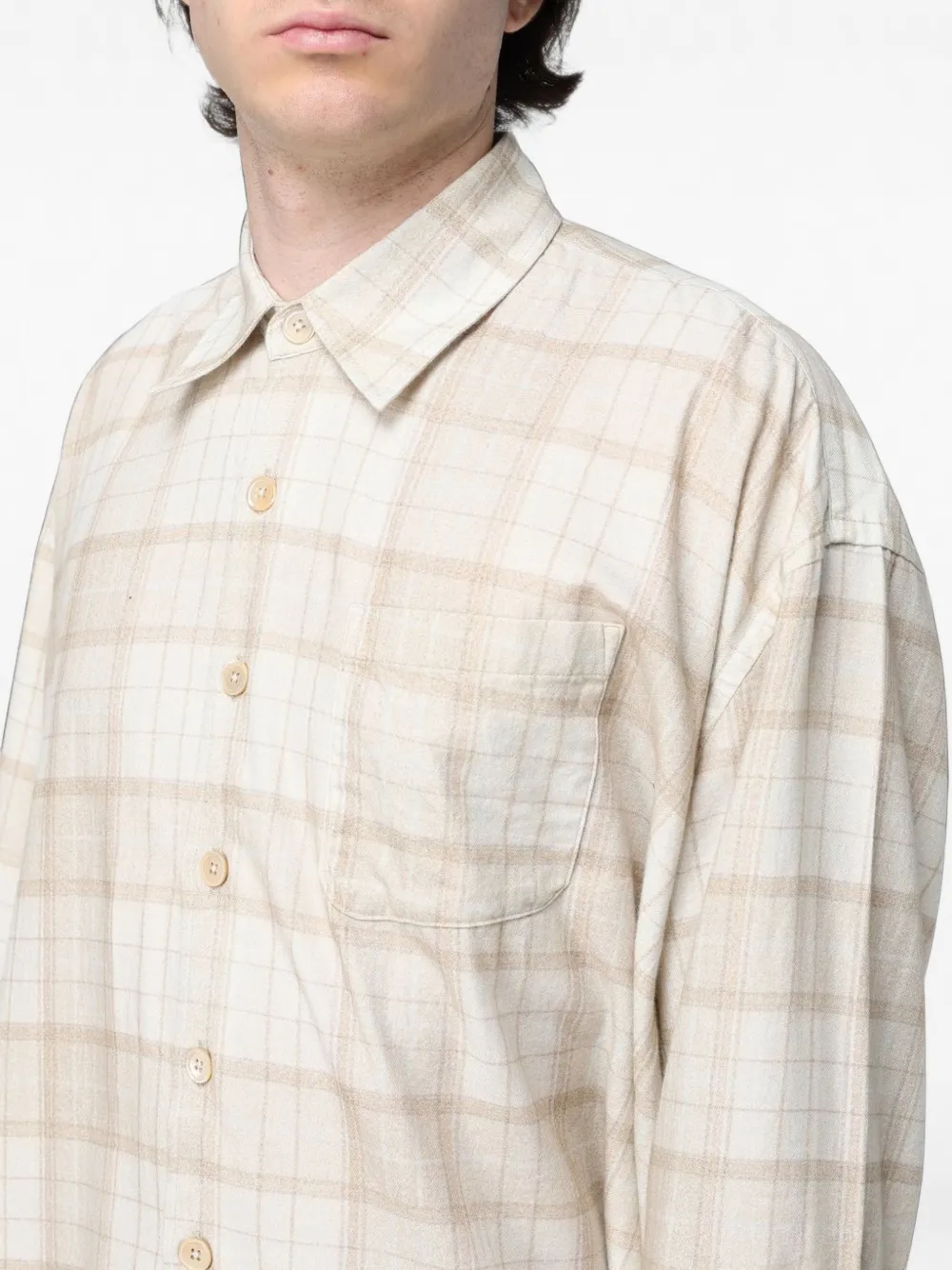 OUR LEGACY Borrowed geruit overhemd Beige