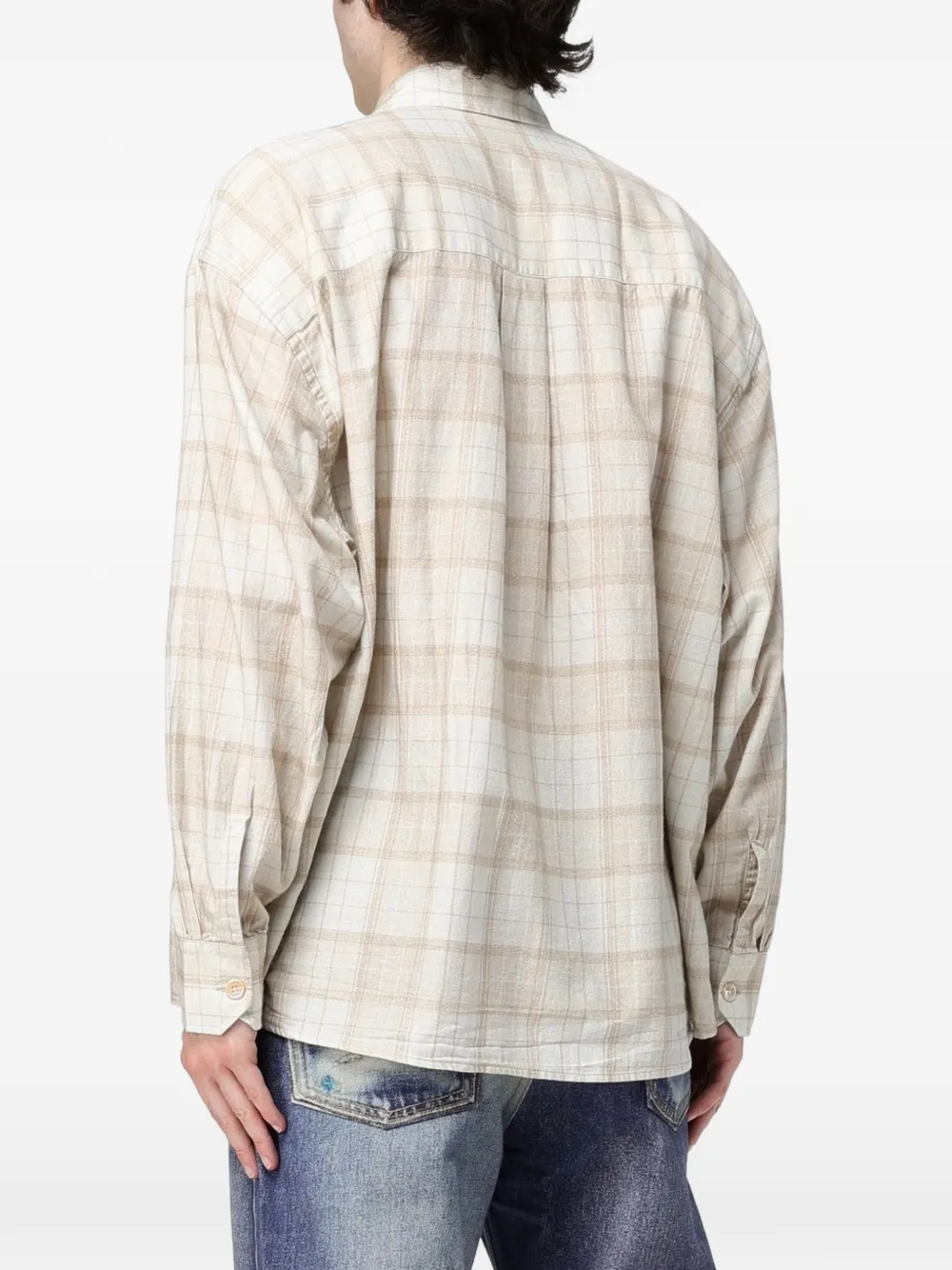 OUR LEGACY Borrowed geruit overhemd Beige