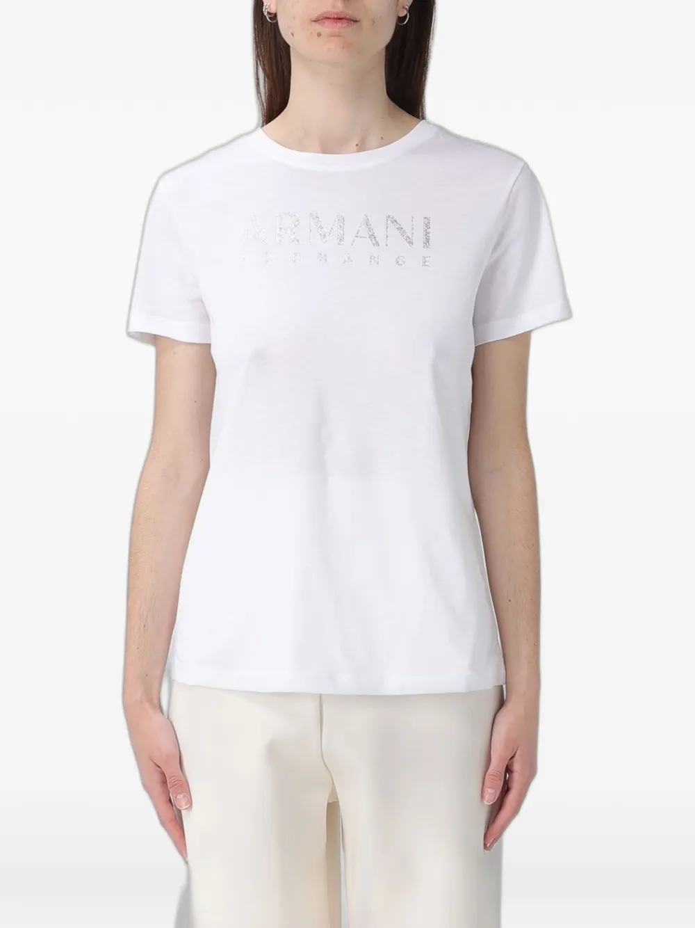 Armani Exchange rhinestone-embellished T-shirt - Bianco