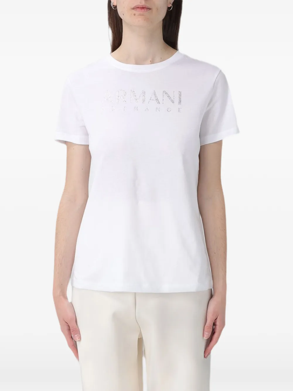 Armani Exchange T-Shirt mit Strass - Weiß