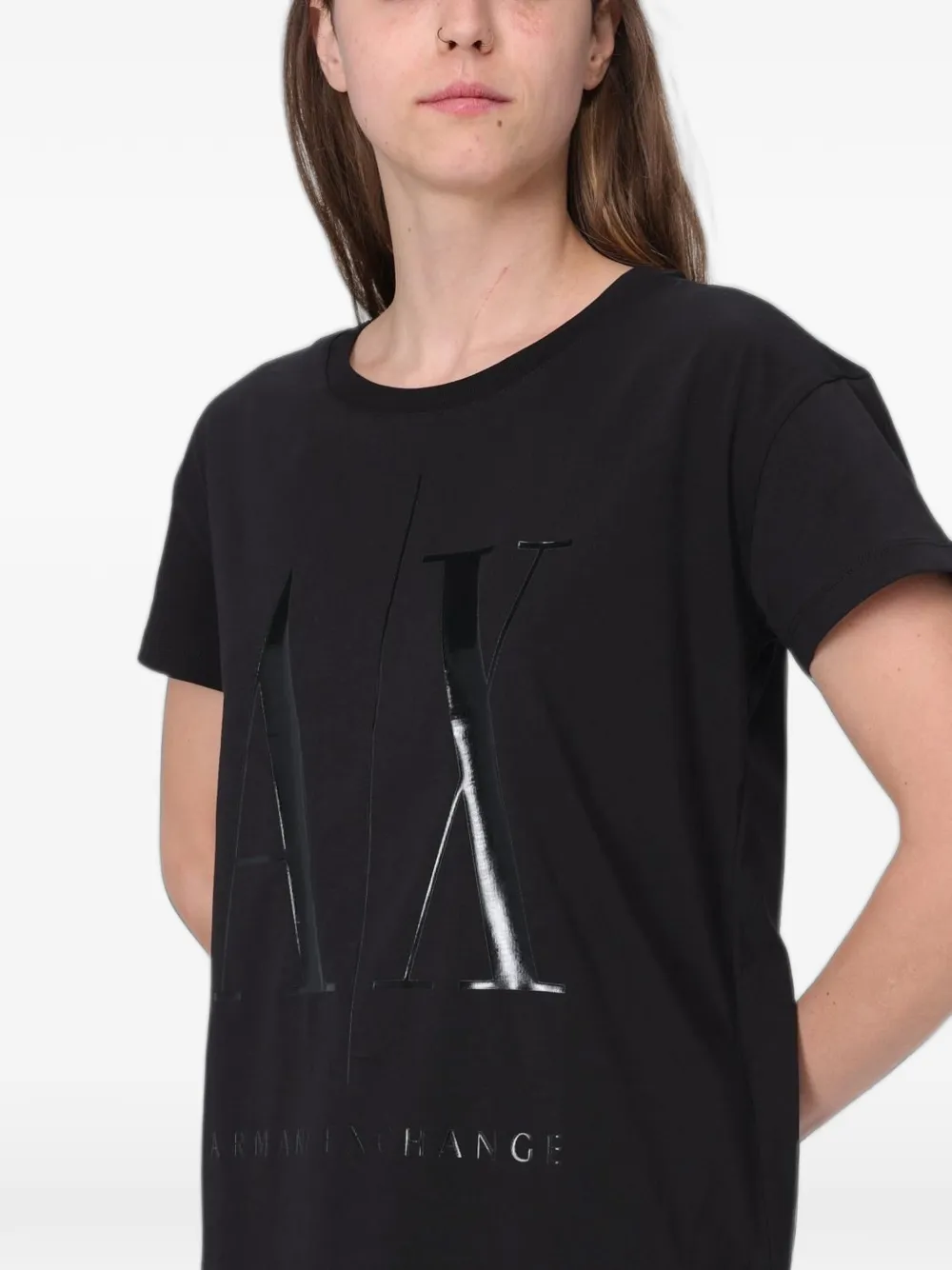 Armani Exchange Katoenen T-shirt met ronde hals Zwart