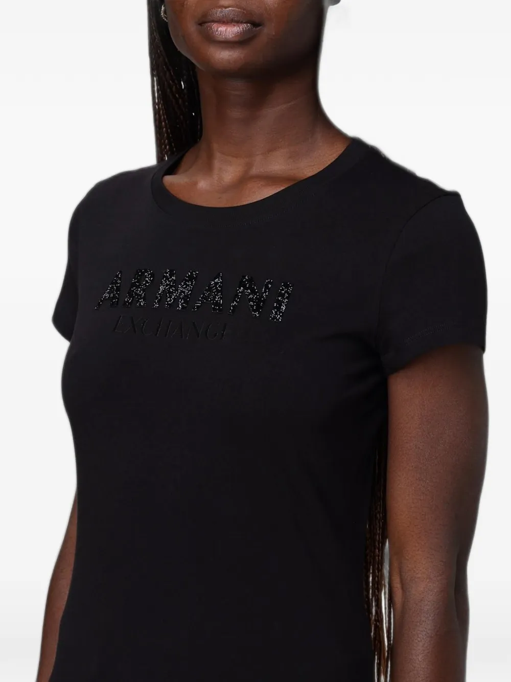 Armani Exchange T-shirt met stras Zwart