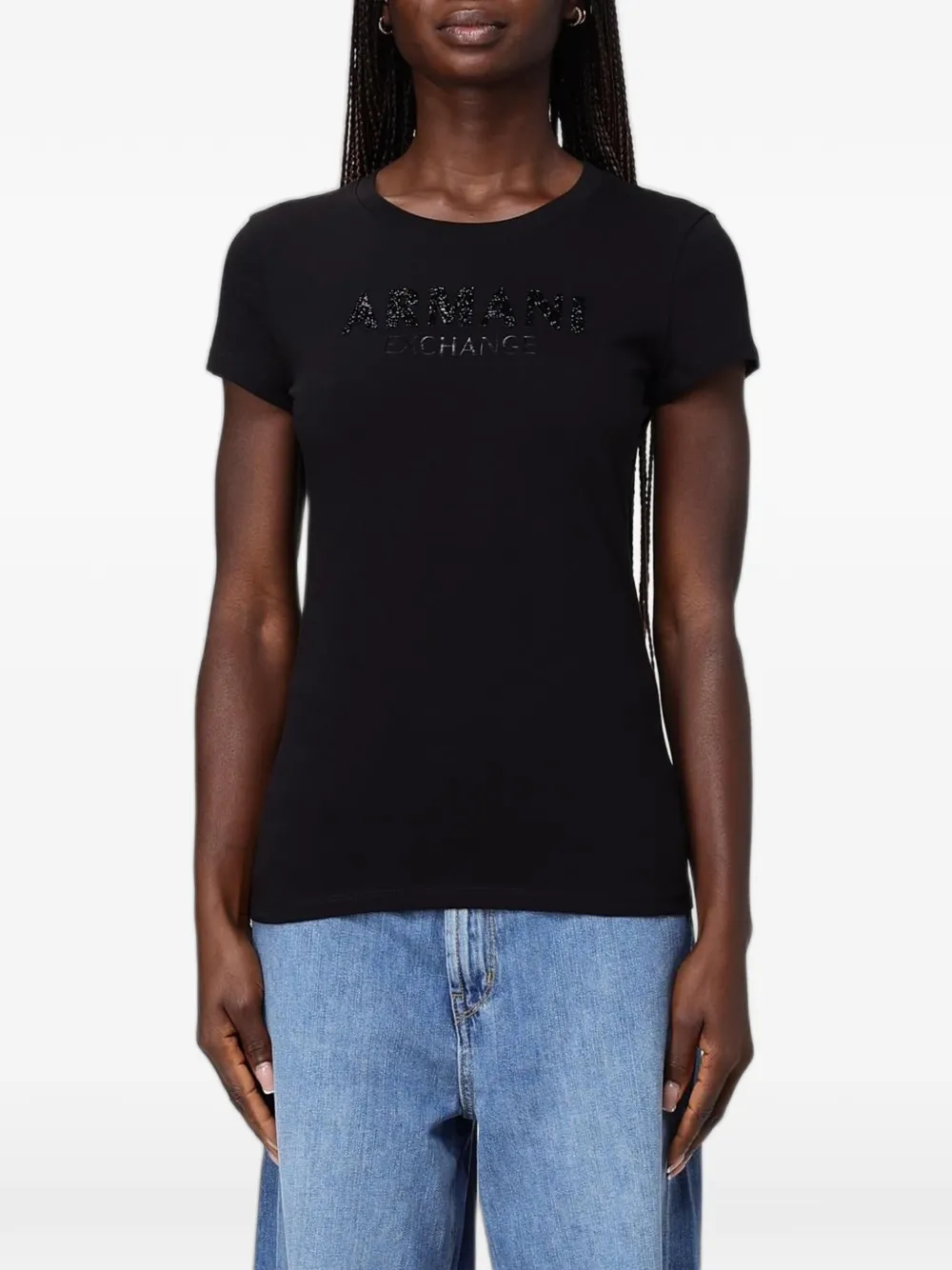 Armani Exchange rhinestone-embellished T-shirt