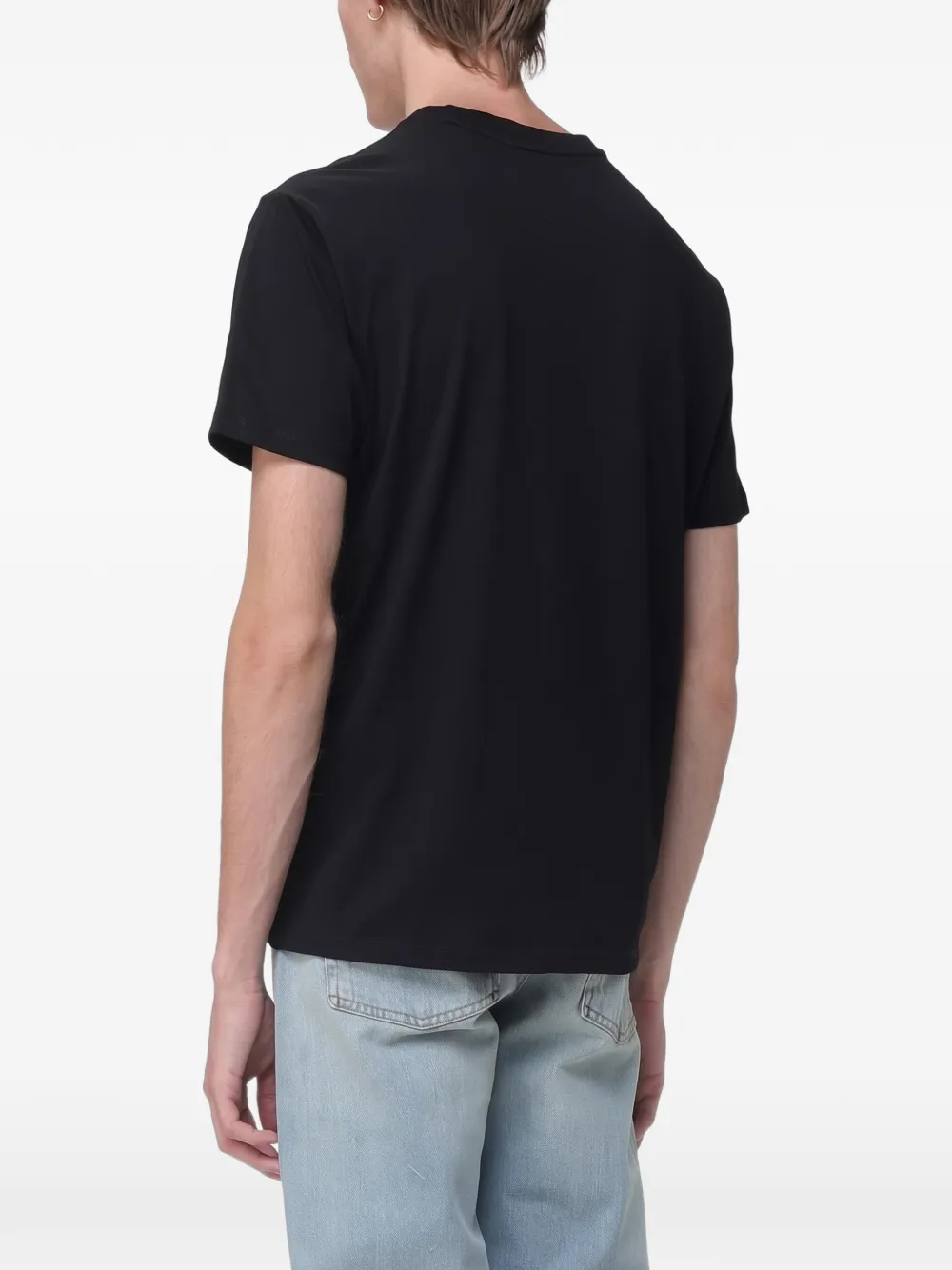 Armani Exchange logo-embroidered cotton T-shirt Zwart