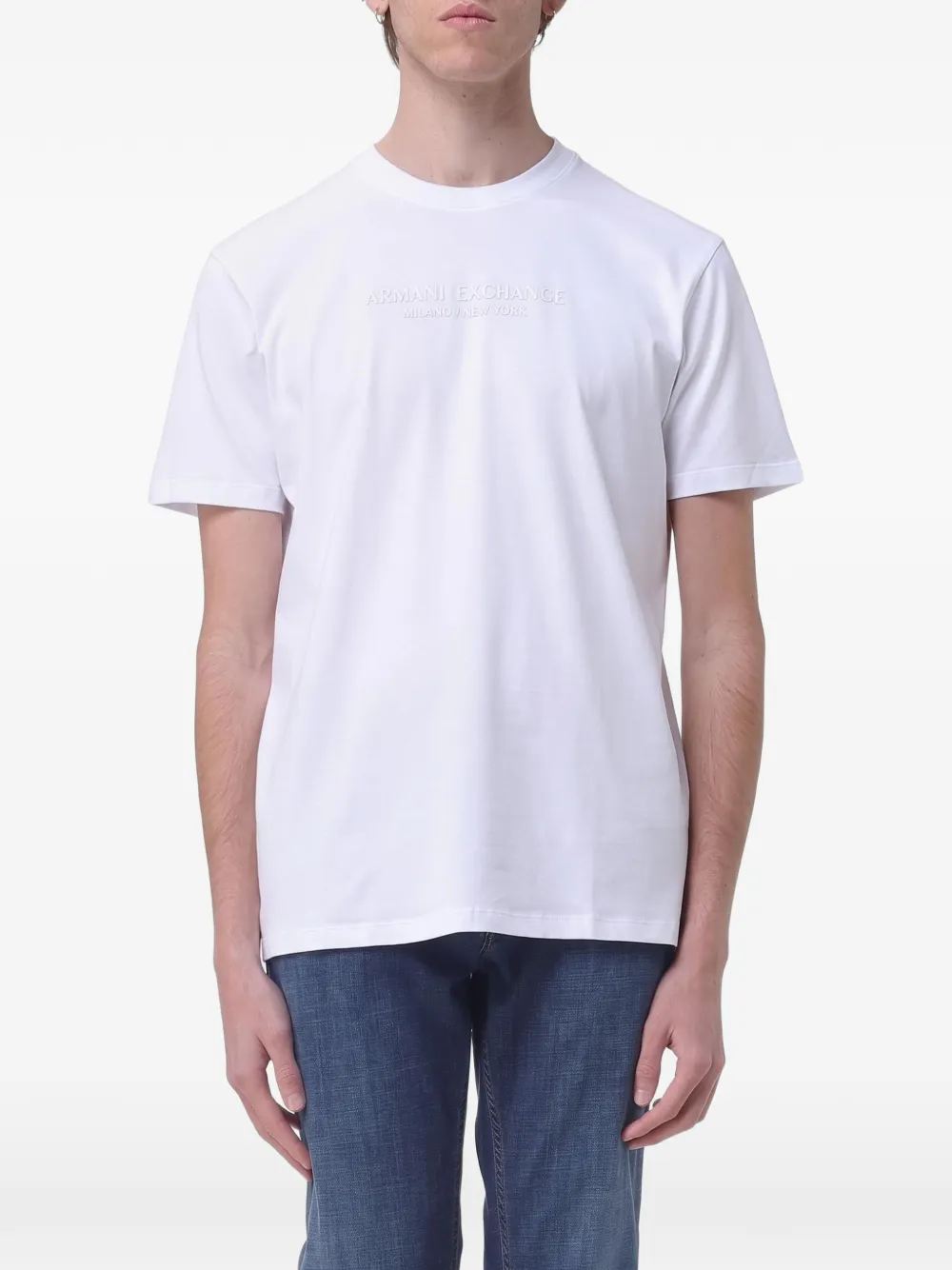 Armani Exchange logo-embroidered T-shirt Wit