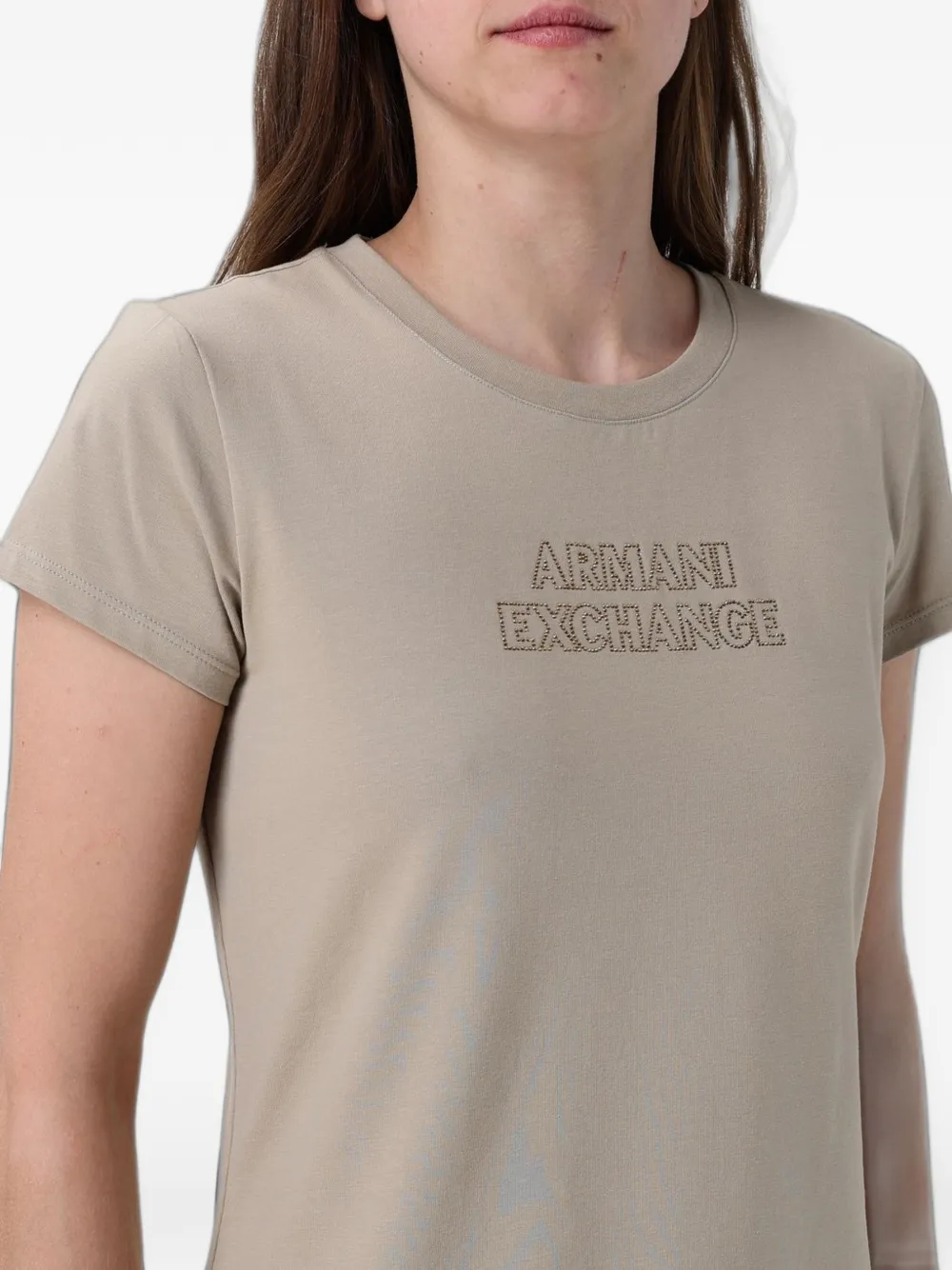 Armani Exchange T-shirt met stras Beige