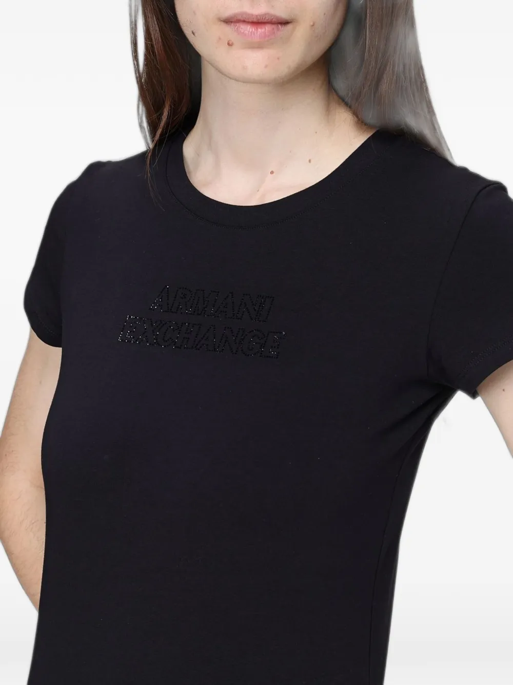 Armani Exchange T-shirt met stras Zwart