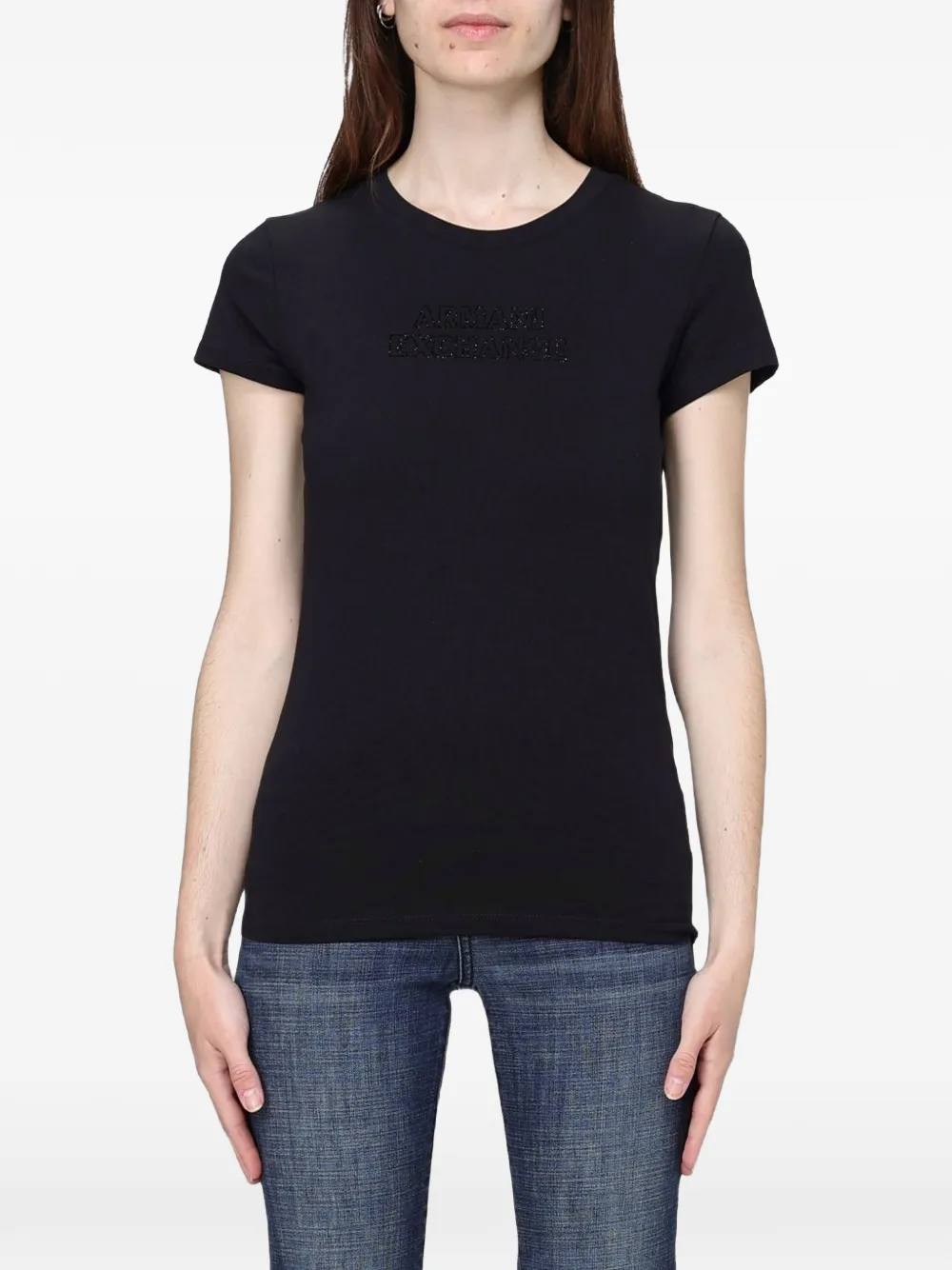 Armani Exchange T-Shirt mit Strass - Schwarz