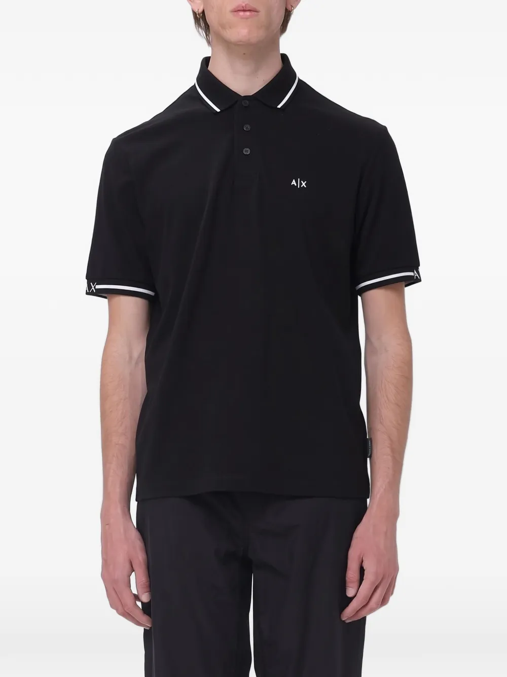 Armani Exchange logo-embroidered piqué polo shirt - Nero