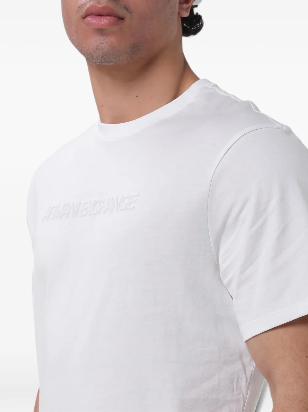 Armani Exchange logo-embroidered cotton T-shirt Wit