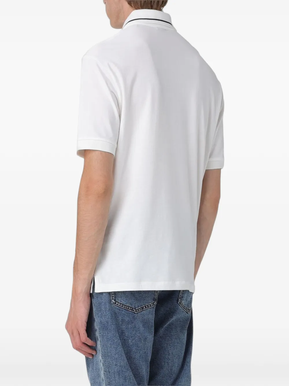 Armani Exchange logo-embroidered tipped polo shirt Wit