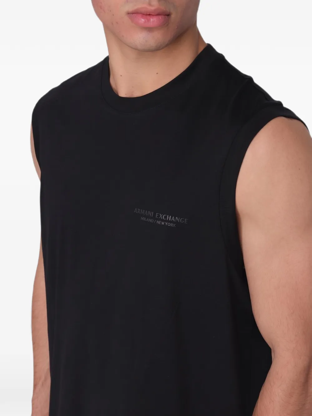 Armani Exchange logo-print cotton vest Zwart