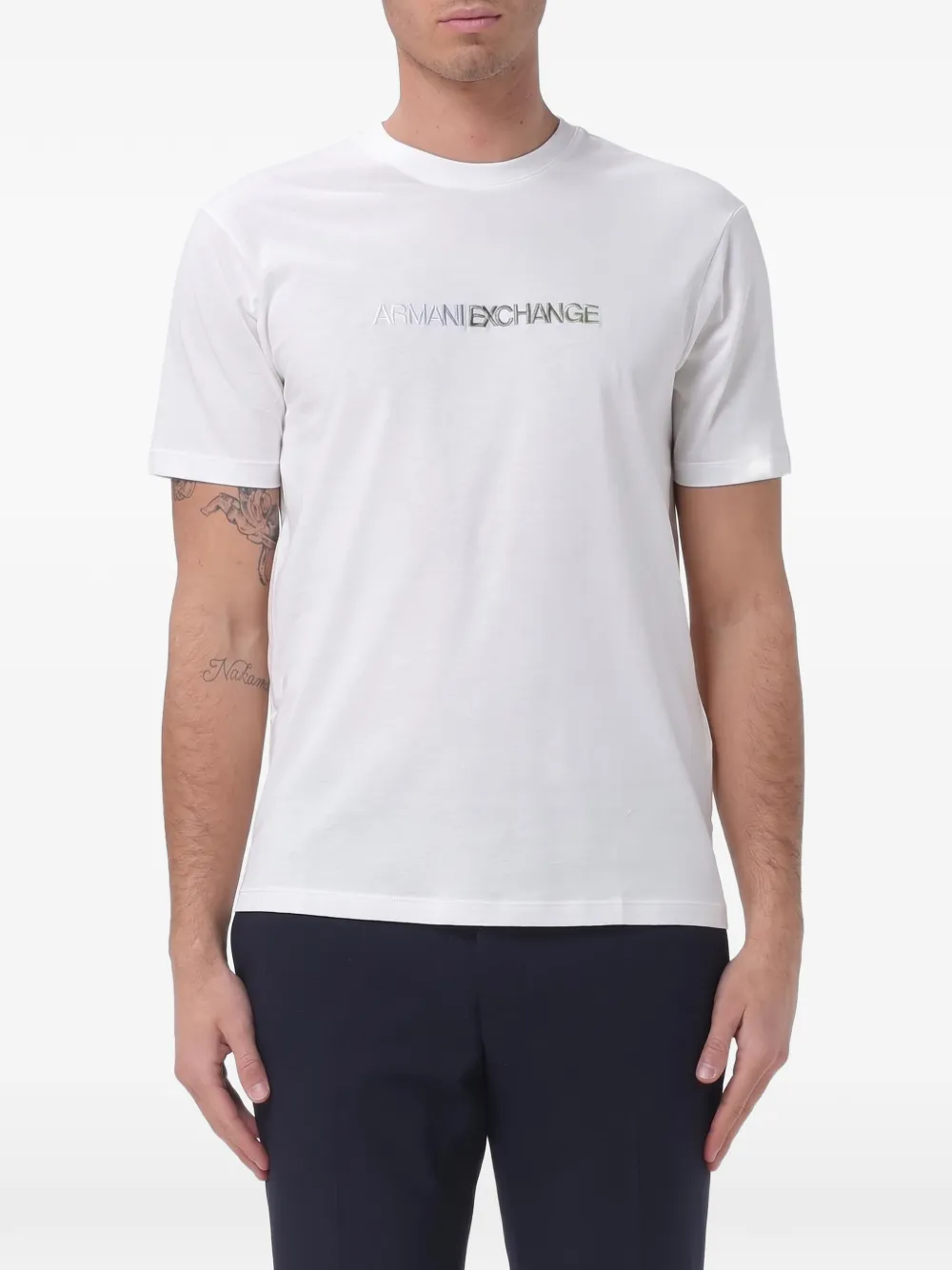 Armani Exchange T-shirt met geborduurd logo Wit