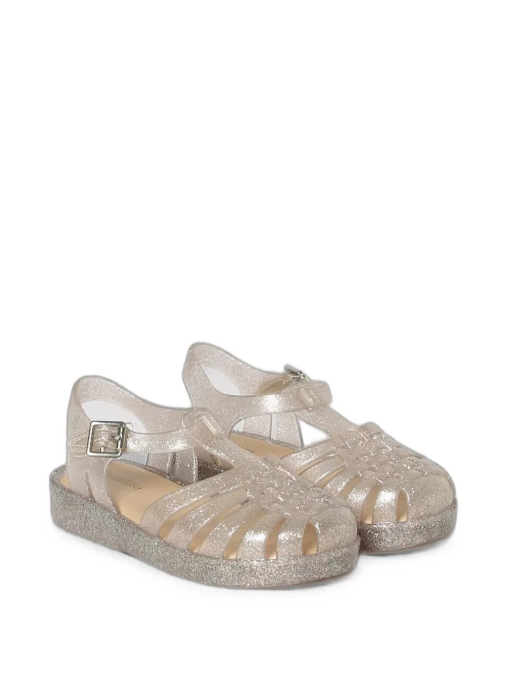 Mini Melissa Possession glitter-effect sandals Beige