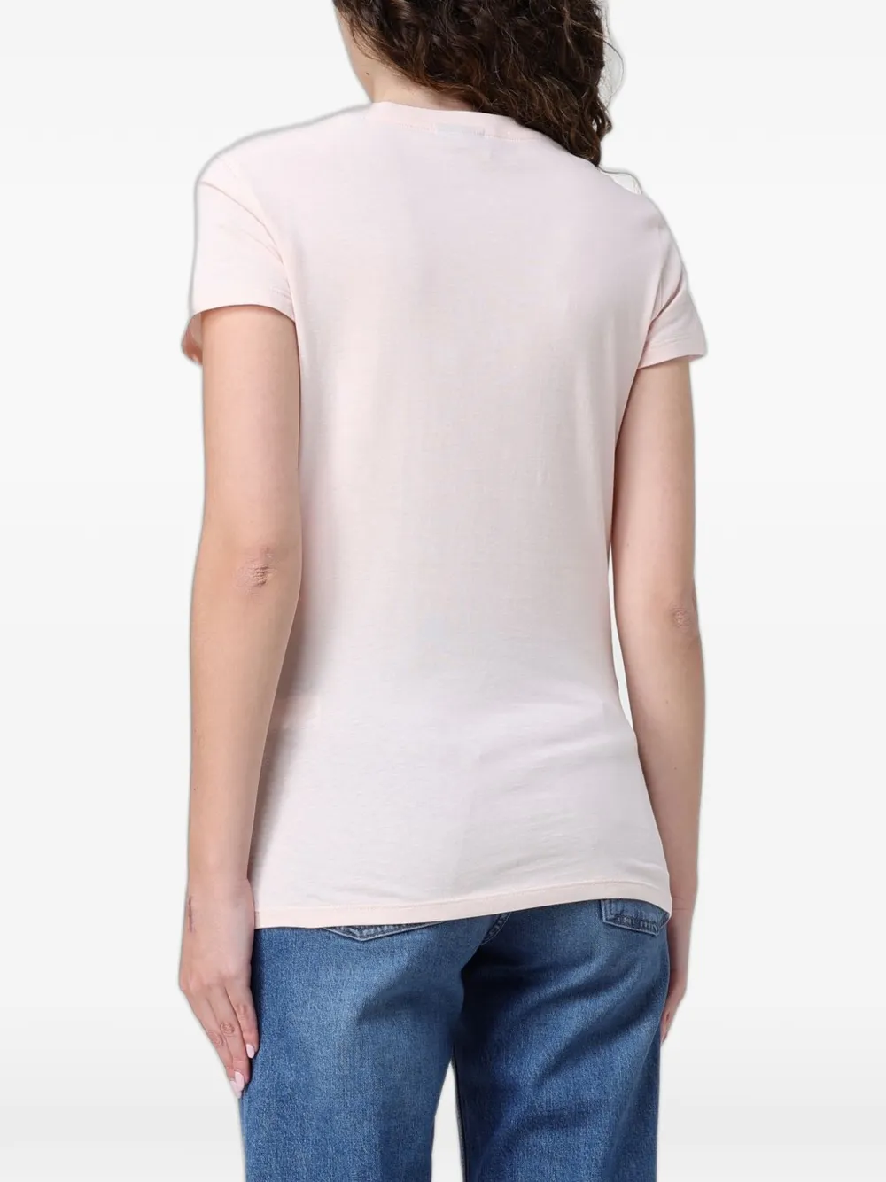 Armani Exchange T-shirt verfraaid met pailletten en logo-patch Roze