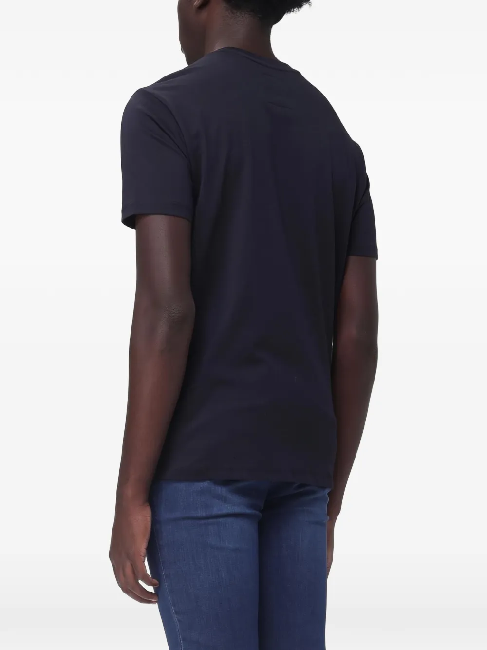 Armani Exchange logo-embroidered T-shirt Blauw