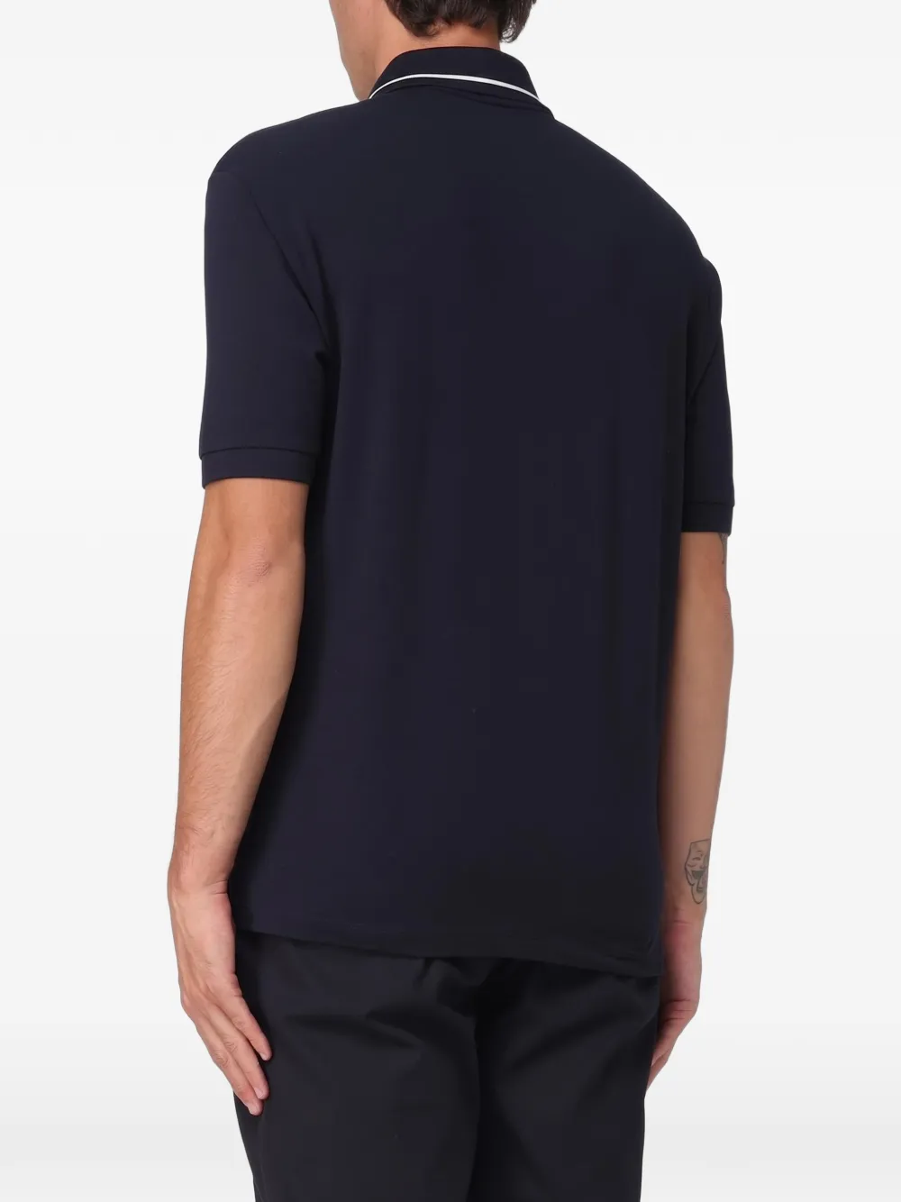 Armani Exchange logo-print piqué polo shirt Blauw
