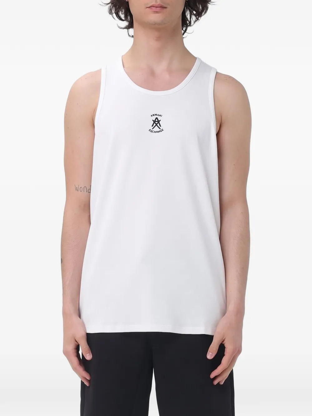 Armani Exchange logo-embroidered jersey vest - Bianco
