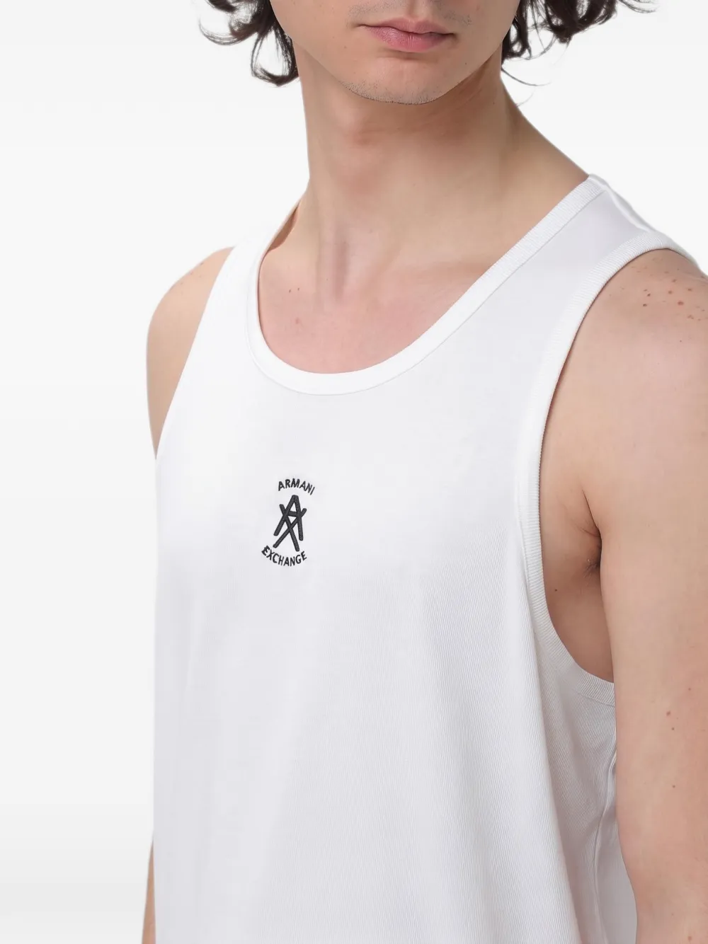 Armani Exchange Jersey top met geborduurd logo Wit