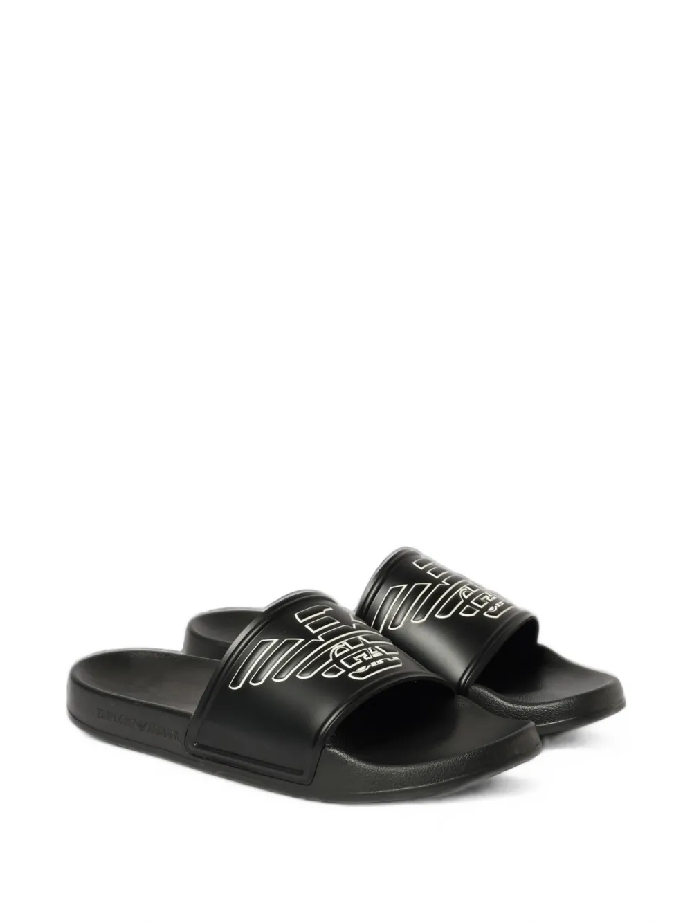 Emporio Armani logo-embossed slides Zwart