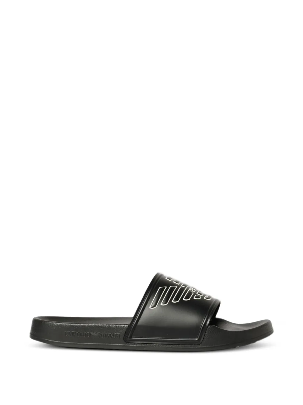 Emporio Armani claquettes à logo embossé - Noir Emporio Armani claquettes à logo embossé - Noir