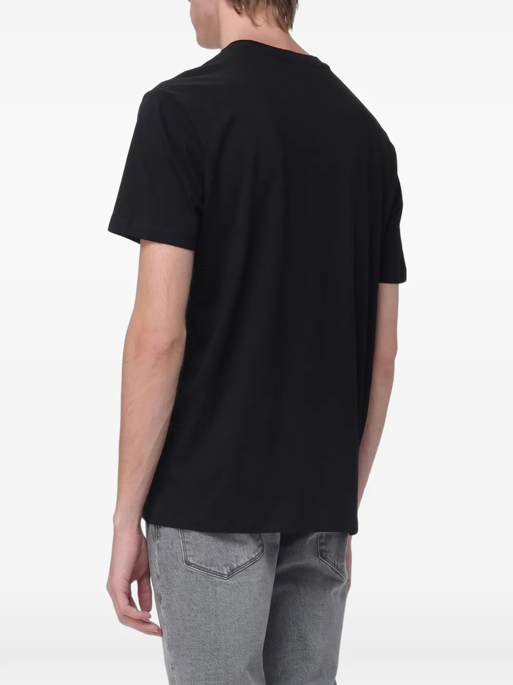 Armani Exchange logo-embroidered T-shirt Zwart