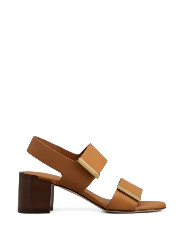 Tod's Logo-plaque Block-heel Sandals in Brown