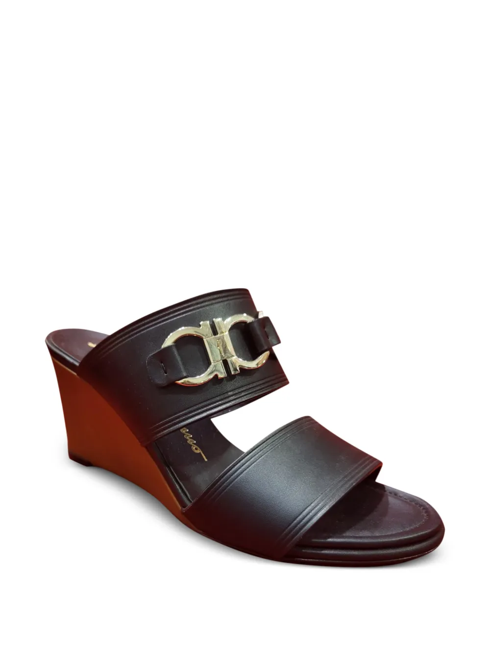 Ferragamo Gancini buckle wedge sandals - Black