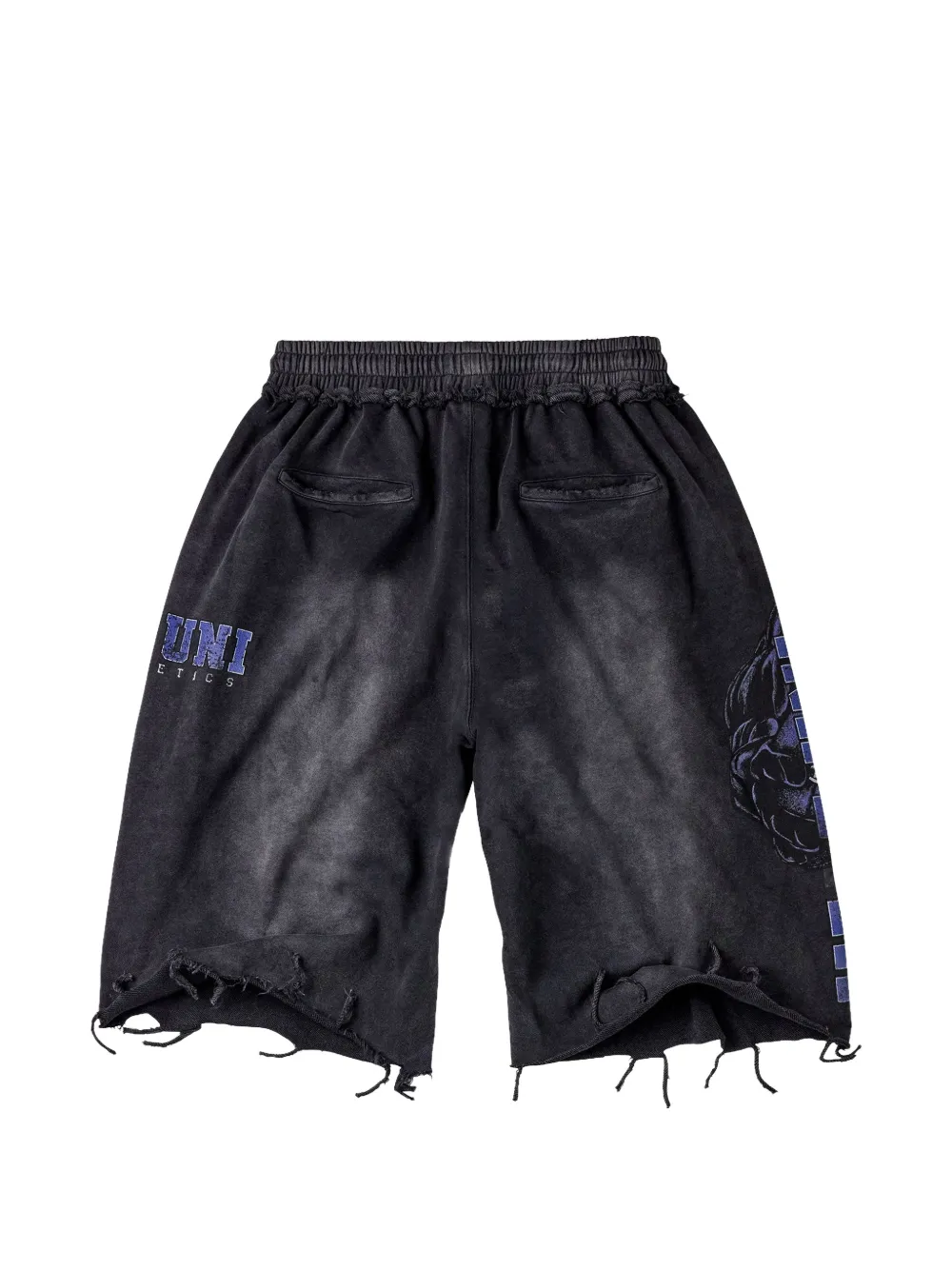 Vale Gerafelde shorts met grafische print Zwart