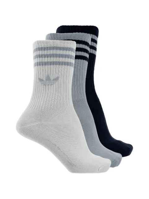 adidas 3-Stripes logo-embroidered striped socks (set of three)