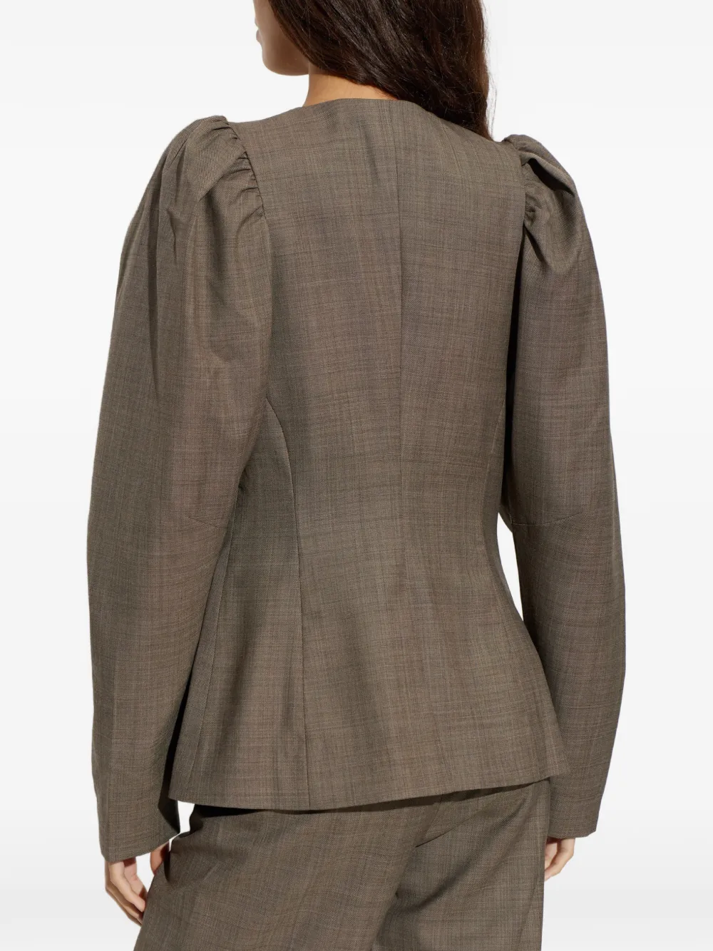 GANNI Blazer met gedrapeerde schouders Bruin