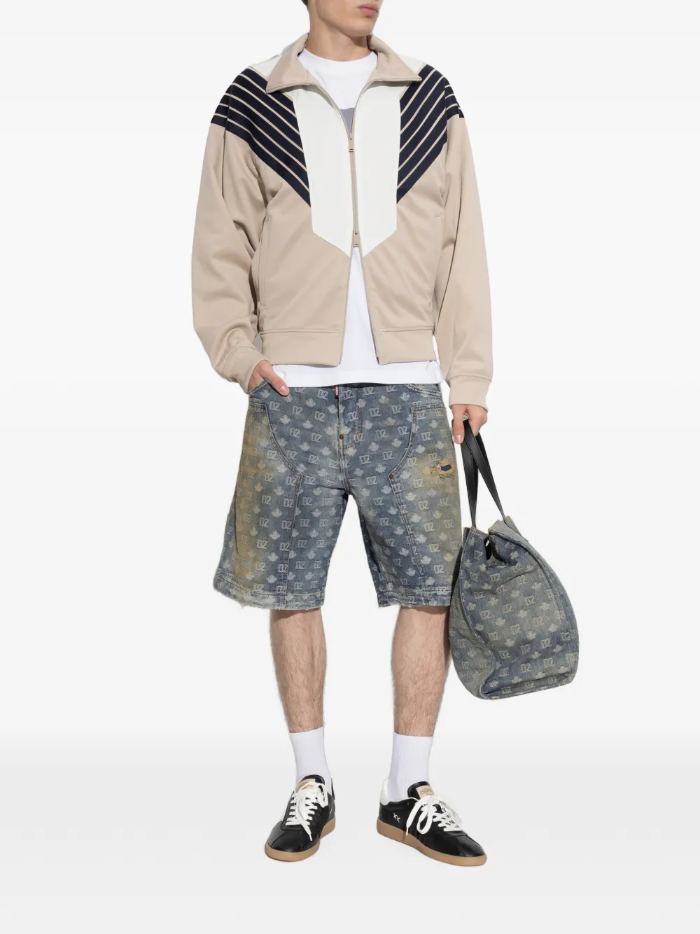 DSQUARED2 Trainingsjack met vlakken en streepdetail Beige