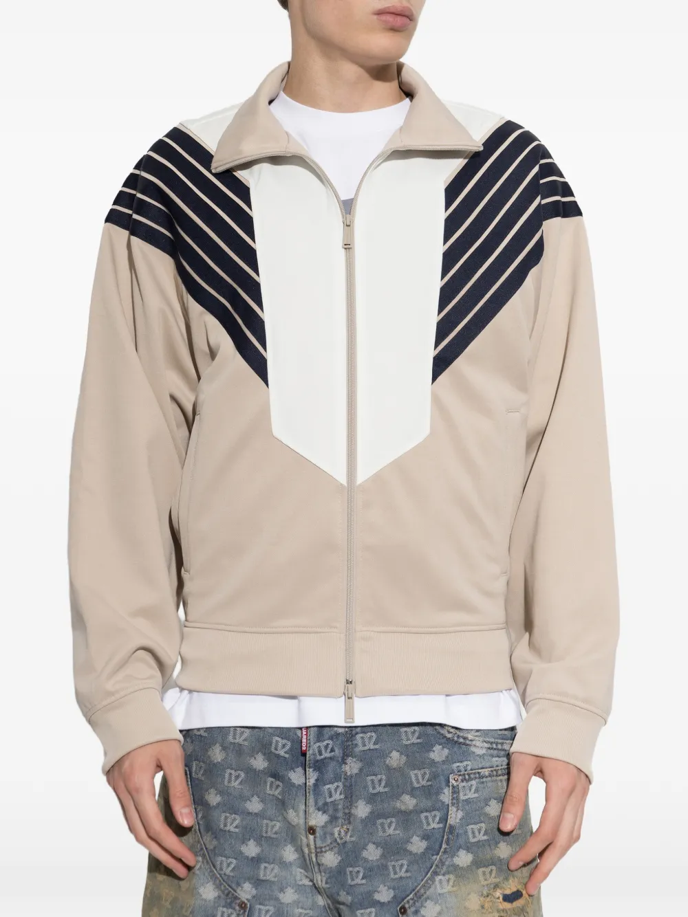 DSQUARED2 Trainingsjack met vlakken en streepdetail Beige