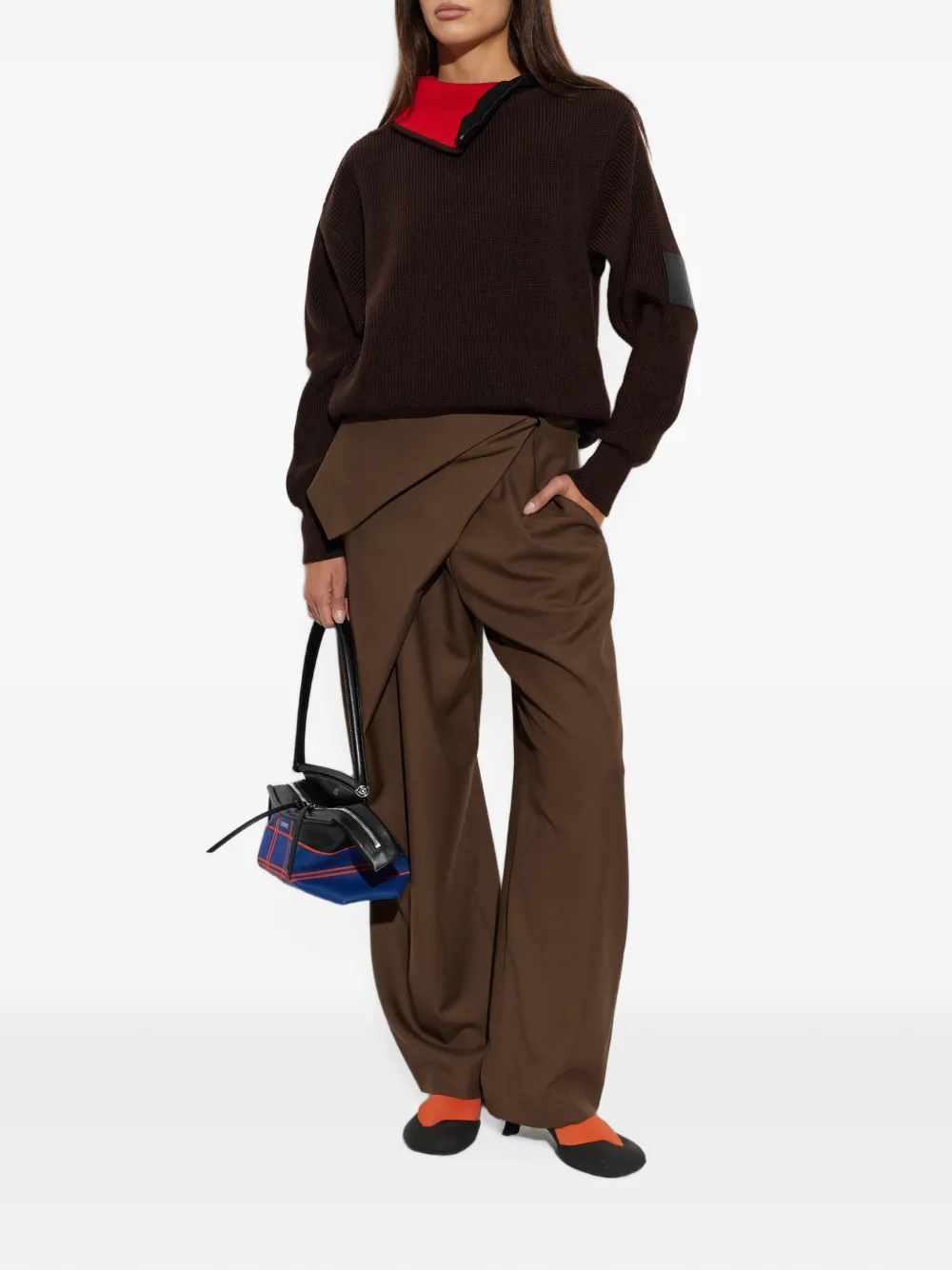 LOEWE Wollen plooibroek Bruin