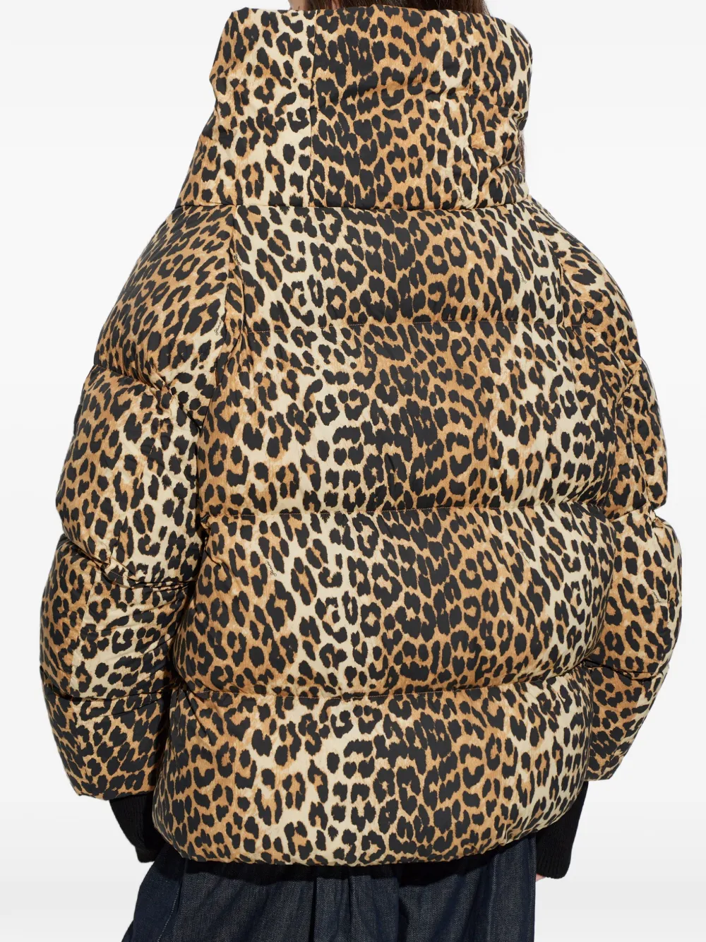 GANNI Donsjack met luipaardprint Beige
