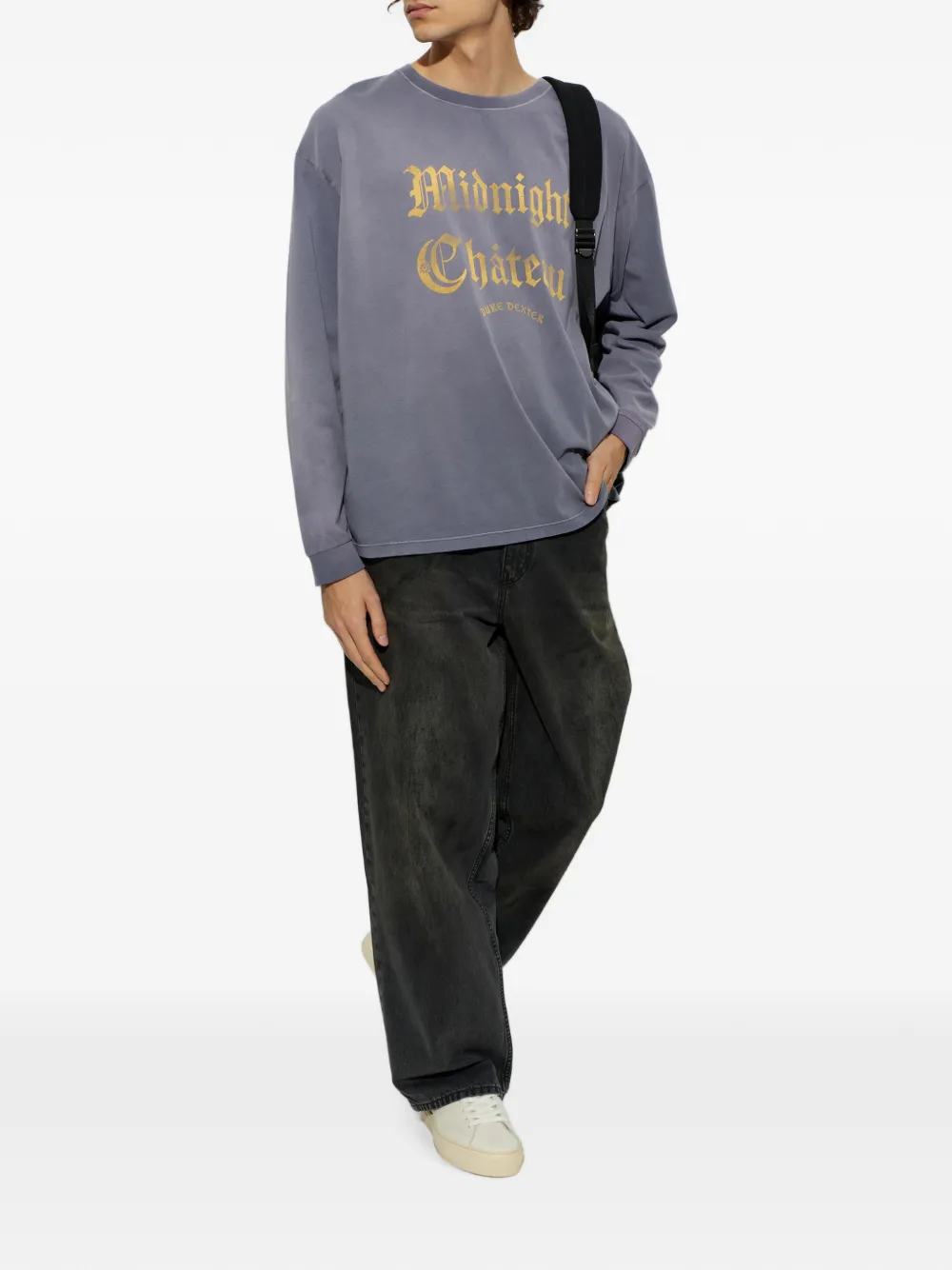 DUKE & DEXTER T-shirt met logoprint en lange mouwen Paars