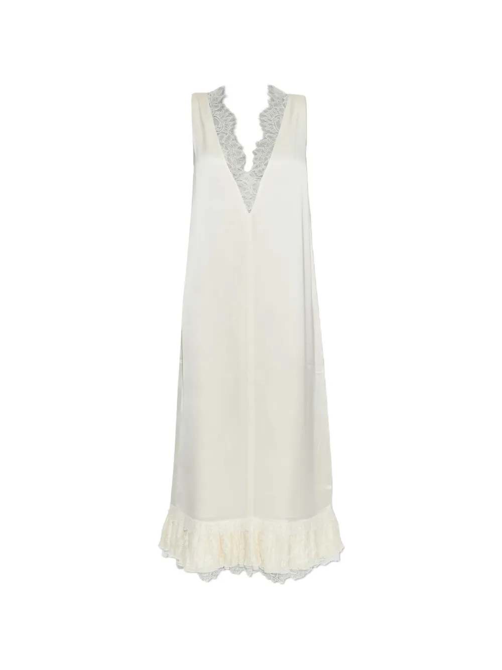 GANNI lace-insert satin midi dress