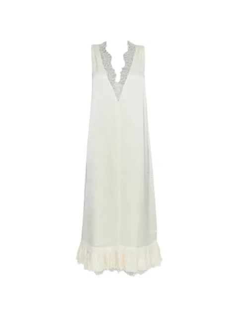 GANNI lace-insert satin midi dress