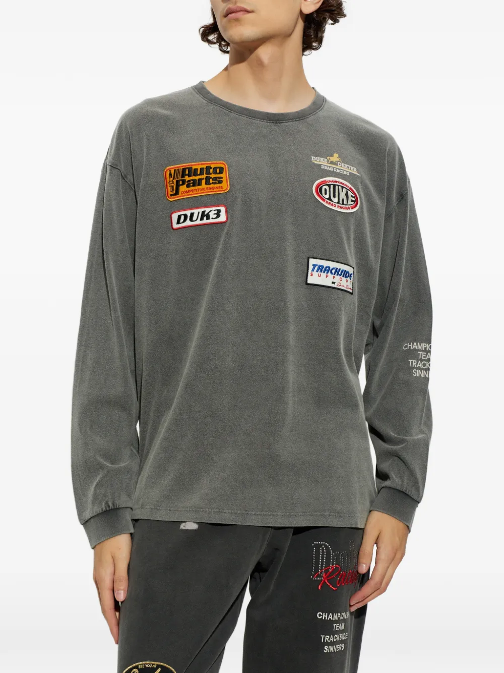 DUKE & DEXTER DR4 T-shirt met lange mouwen en patchdetail Grijs