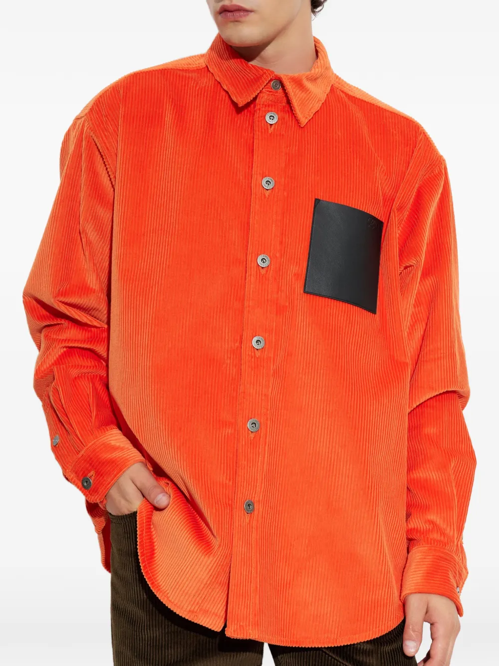 LOEWE Ribfluwelen overhemd Oranje