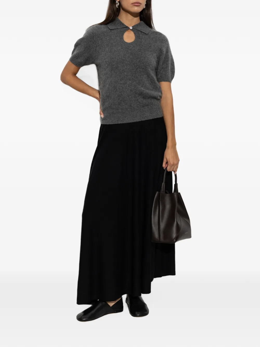 By Malene Birger Geri gebreide maxi-rok Zwart
