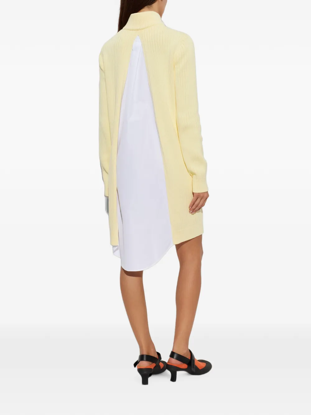 LOEWE Ribgebreide mini-jurk met gelaagd effect Geel