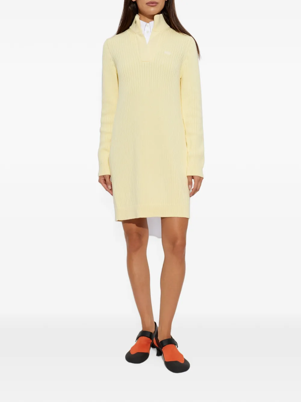 LOEWE Ribgebreide mini-jurk met gelaagd effect Geel