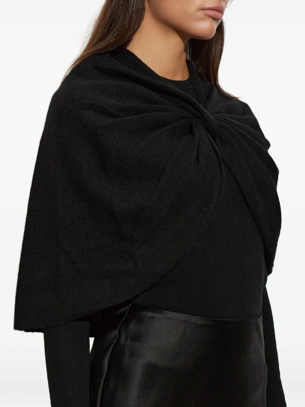 By Malene Birger Pinne knot-detail poncho Zwart